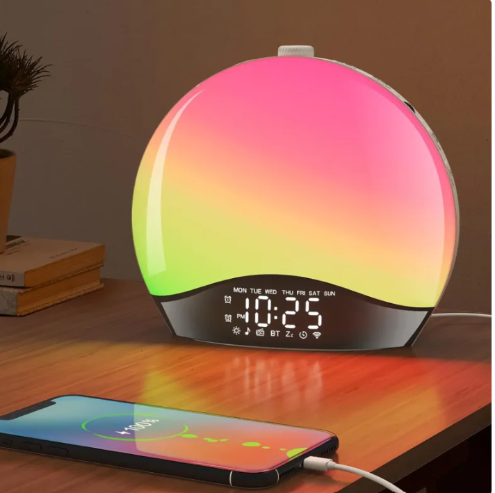Sunrise Alarm Clock – Smart Wake-Up Light with Bluetooth & Color Ambiance