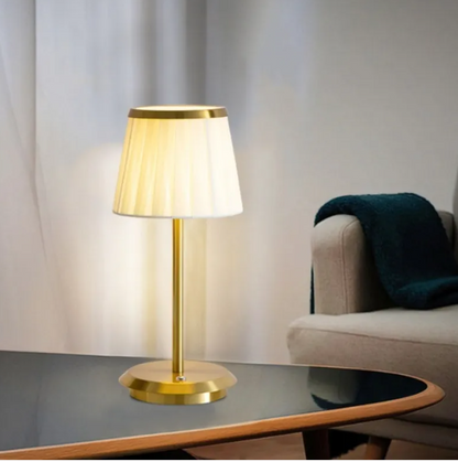 Minimalist Cloth Shade Table Lamp – Warm Ambient Light for Bedroom & Desk
