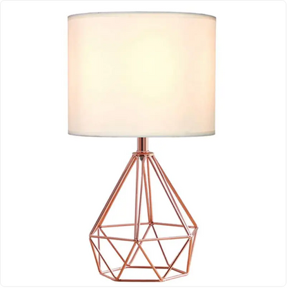 Elegant Crystal Diamond Table Lamp – Modern Fabric Shade Bedside Light