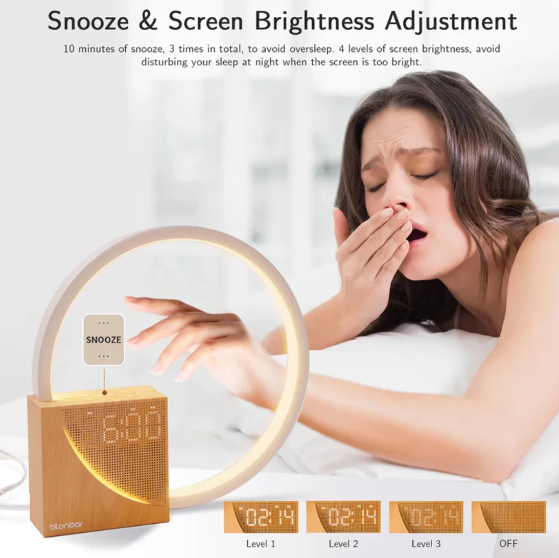 TouchSmart Bedside Lamp & Alarm Clock – Wake-Up Light with 10 Natural Sounds