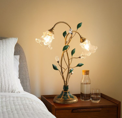American Retro Floral Desk Lamp – Vintage Bedside, Study & Home Décor Light