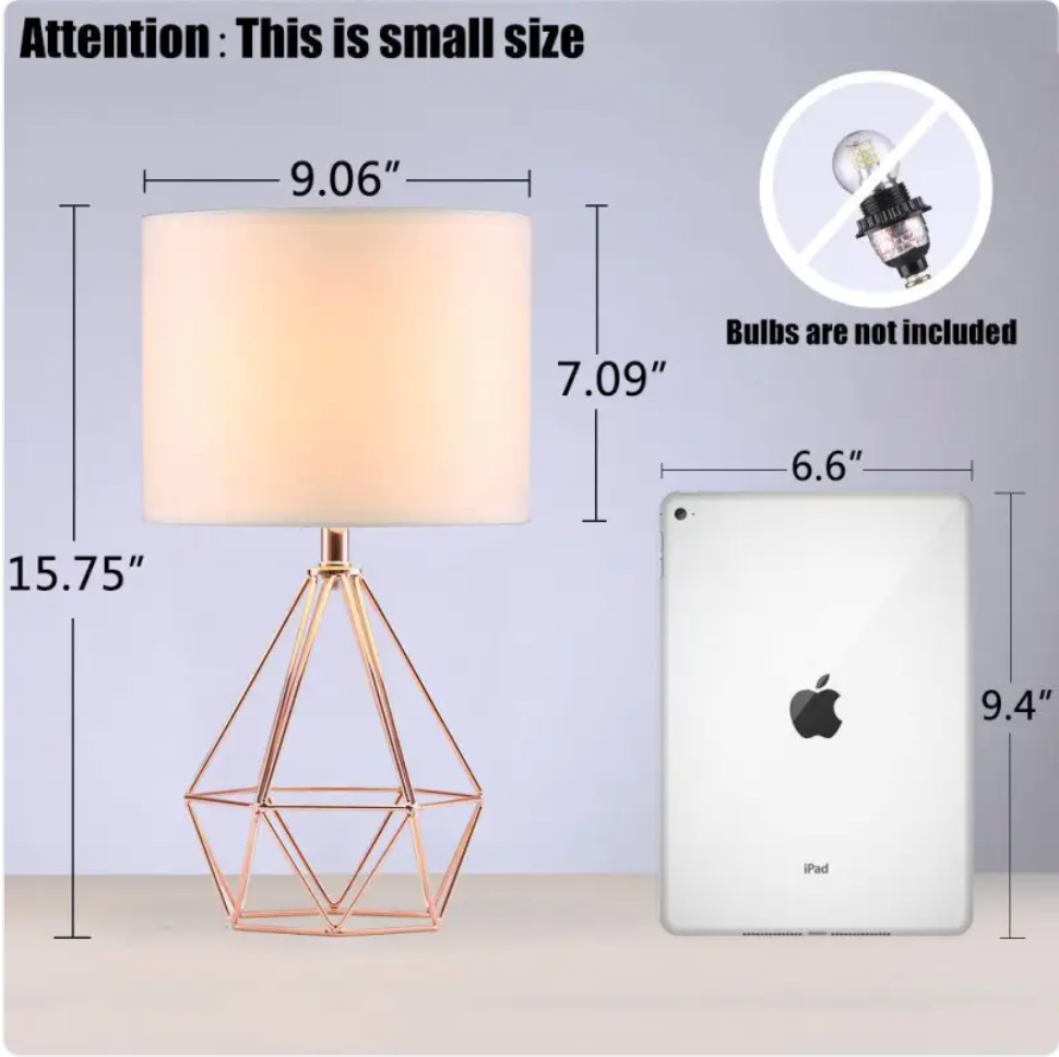 Elegant Crystal Diamond Table Lamp – Modern Fabric Shade Bedside Light