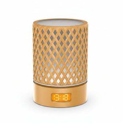 Decorative lamp with lattice design on a white background