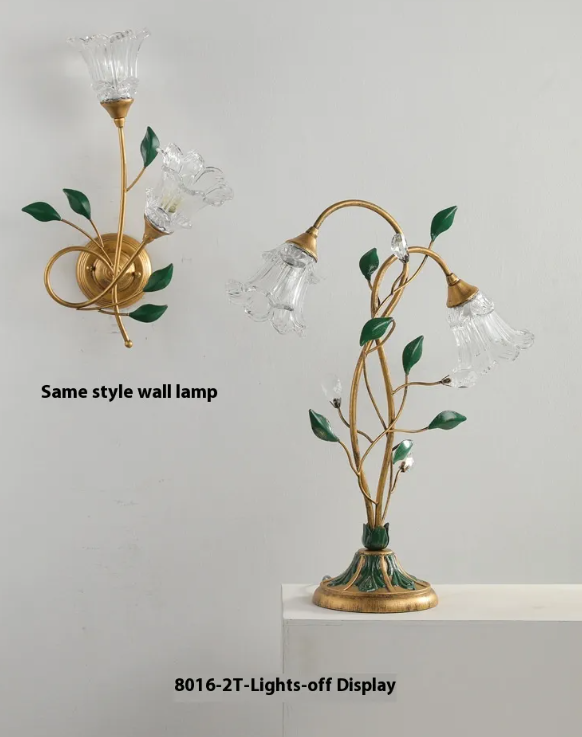 American Retro Floral Desk Lamp – Vintage Bedside, Study & Home Décor Light