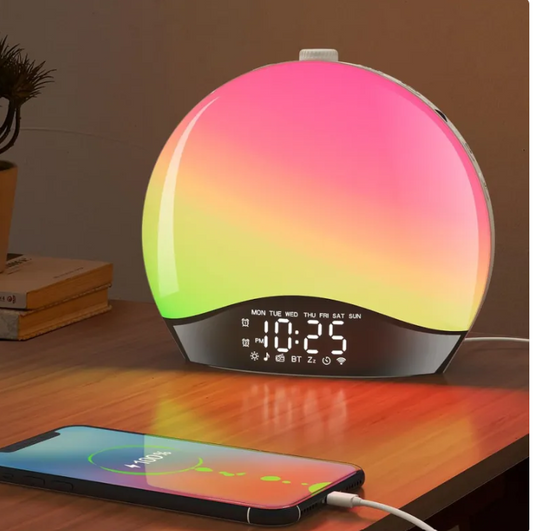 Sunrise Alarm Clock – Smart Wake-Up Light with Bluetooth & Color Ambiance