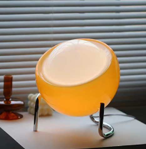 Japanese Bauhaus Antique Table Lamp – Artisan Glass Bedside Light