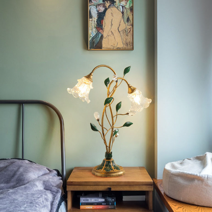 American Retro Floral Desk Lamp – Vintage Bedside, Study & Home Décor Light