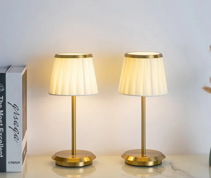 Minimalist Cloth Shade Table Lamp – Warm Ambient Light for Bedroom & Desk