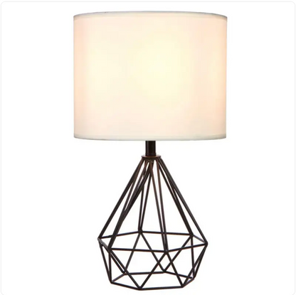 Elegant Crystal Diamond Table Lamp – Modern Fabric Shade Bedside Light