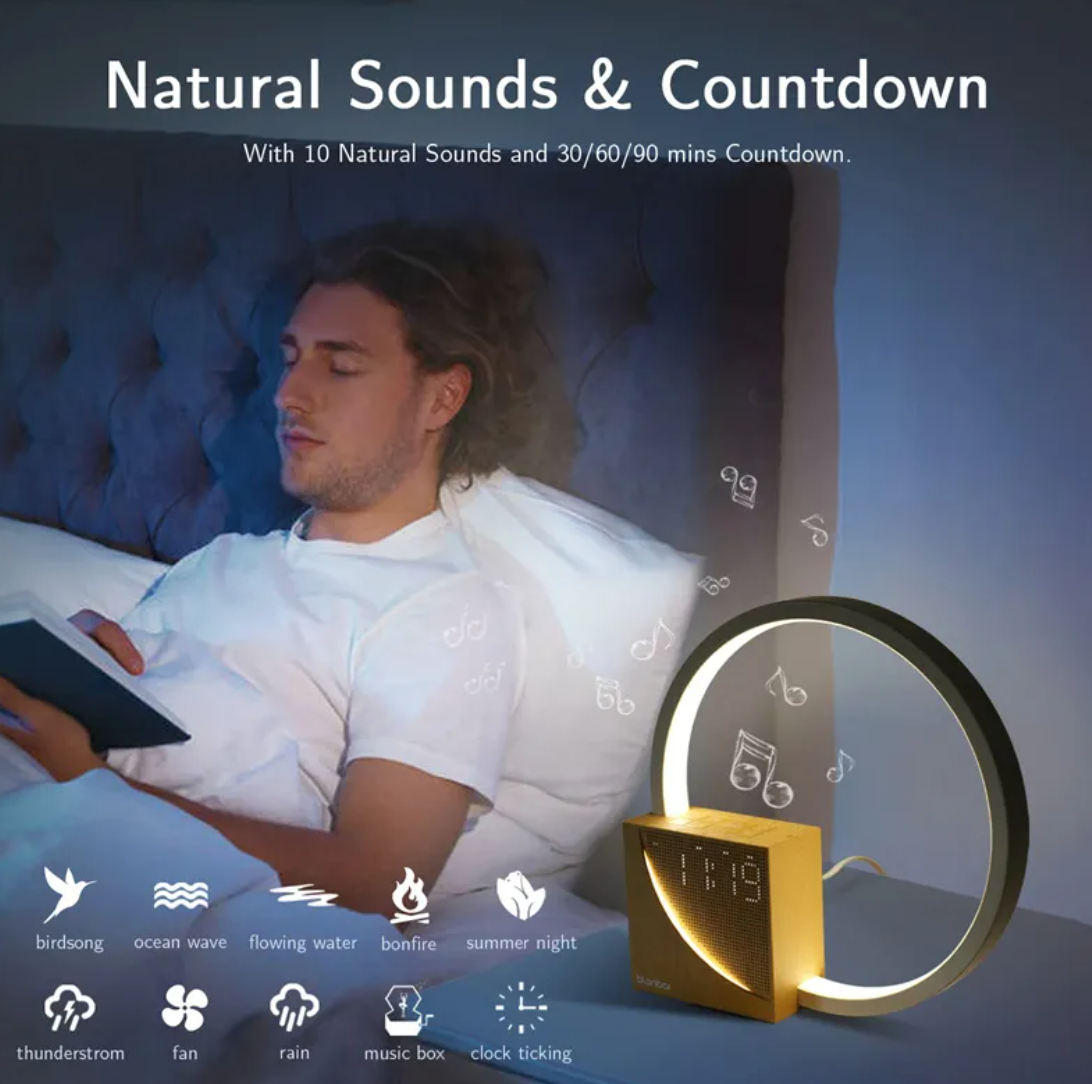 TouchSmart Bedside Lamp & Alarm Clock – Wake-Up Light with 10 Natural Sounds