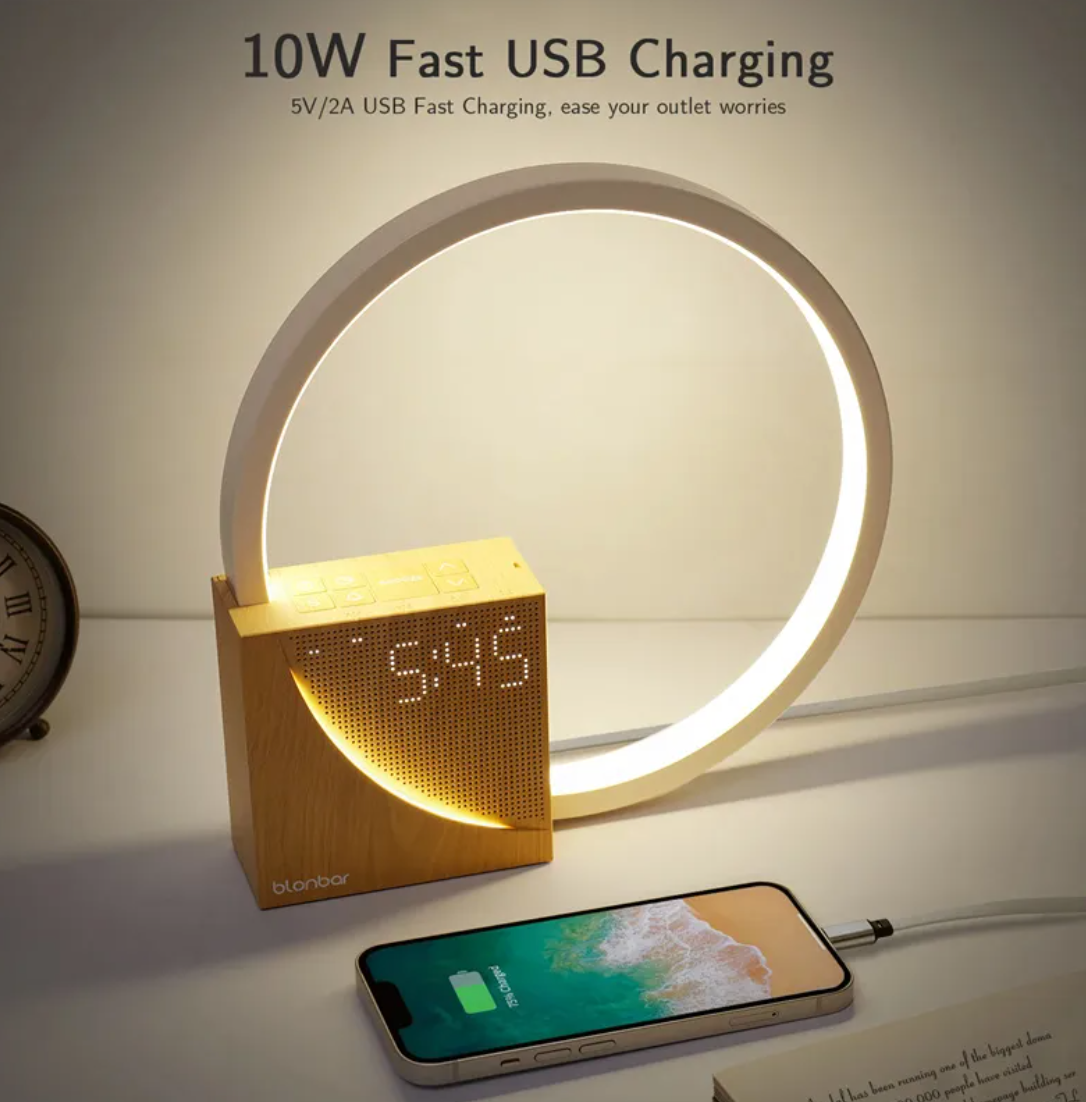 TouchSmart Bedside Lamp & Alarm Clock – Wake-Up Light with 10 Natural Sounds