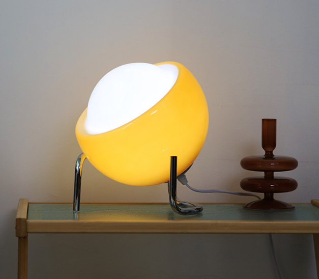 Japanese Bauhaus Antique Table Lamp – Artisan Glass Bedside Light