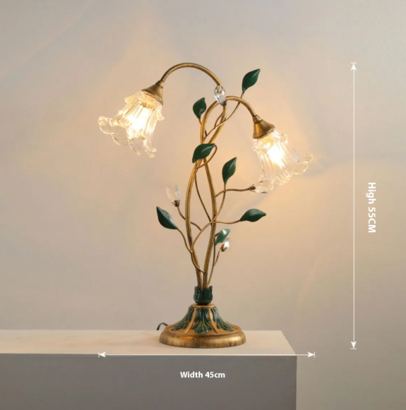 American Retro Floral Desk Lamp – Vintage Bedside, Study & Home Décor Light