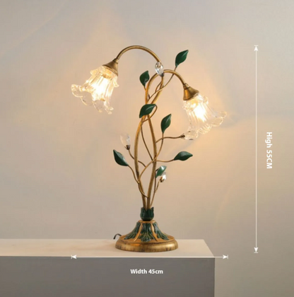 American Retro Floral Desk Lamp – Vintage Bedside, Study & Home Décor Light